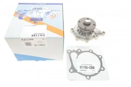 PA1195 Помпа води Kia Carnival 2.9CRDi 06- (R/B) (8 лоп) GRAF підбір по vin на Brocar