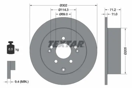 92166103 Диск гальмівний (задній) Hyundai Santa Fe I/II 04-09 (302x11) PRO TEXTAR підбір по vin на Brocar