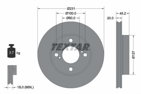 92309403 TARCZA HAM. SUZUKI P. IGNIS 1,2 16- TEXTAR підбір по vin на Brocar