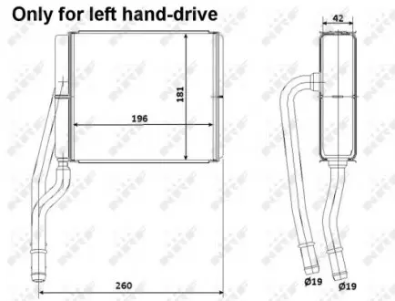 53206 Радіатор пічки Ford Transit Connect 1.4-2.0 98- NRF підбір по vin на Brocar