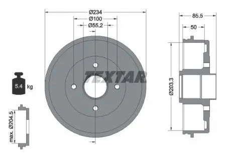 94019600 Гальмівний барабан 94019600 TEXTAR TEXTAR підбір по vin на Brocar