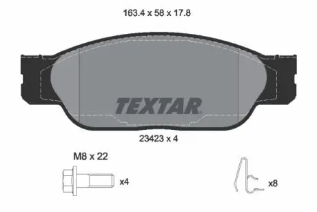 2342301 Гальмівні колодки, дискове гальмо (набір) TEXTAR підбір по vin на Brocar