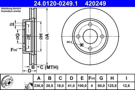 24012002491 TARCZA HAM. OPEL P. KARL 1,0 15-18 ATE підбір по vin на Brocar