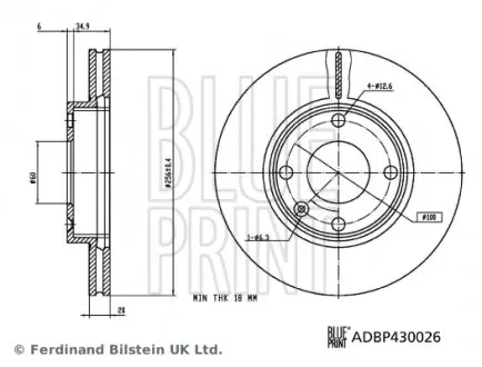 ADBP430026 Гальмівний диск BLUE PRINT підбір по vin на Brocar