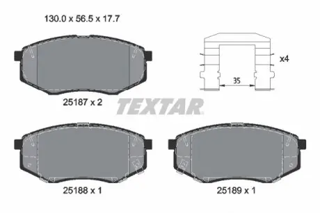 2518704 Гальмівна колодка KIA Optima "F "15>> TEXTAR підбір по vin на Brocar