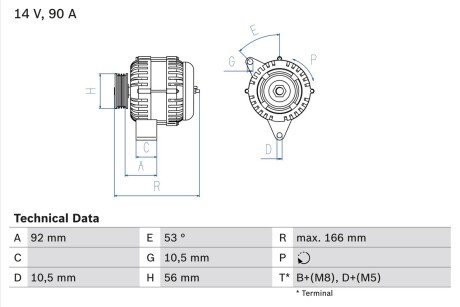 0986039860 Генератор BOSCH підбір по vin на Brocar