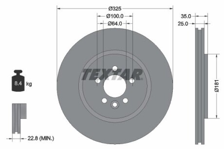 92170303 Гальмівний диск TEXTAR підбір по vin на Brocar