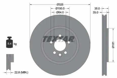 92170303 Тормозной диск TEXTAR подбор по vin на Brocar