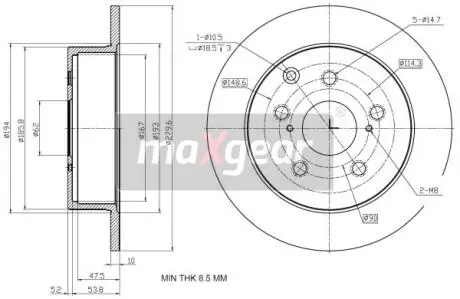 192353 Тормозной диск MAXGEAR подбор по vin на Brocar