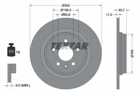 92162900 Гальмівний диск TEXTAR підбір по vin на Brocar