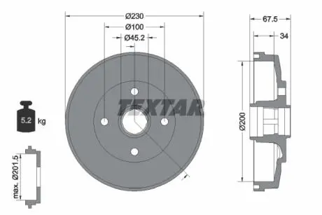 94036500 Тормозной барабан 94036500 TEXTAR TEXTAR підбір по vin на Brocar