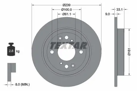92304403 TARCZA HAM. HONDA T. JAZZ 1,3 15- TEXTAR підбір по vin на Brocar