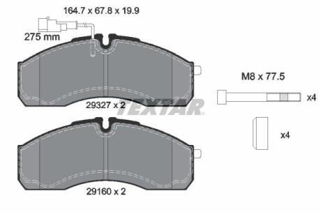 2932701 Гальмівні колодки (набір) TEXTAR підбір по vin на Brocar