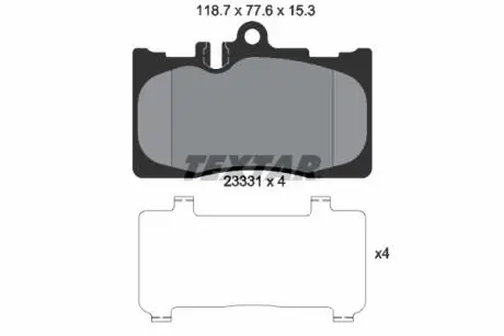 2333102 Гальмівні колодки, дискове гальмо (набір) TEXTAR підбір по vin на Brocar