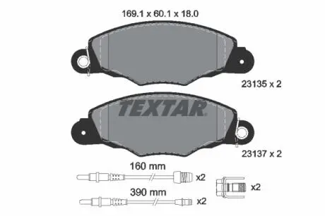 2313503 Комплект тормозных колодок, дисковый тормоз TEXTAR підбір по vin на Brocar