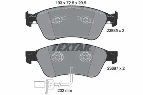 2388501 Комплект тормозных колодок, дисковый тормоз TEXTAR підбір по vin на Brocar