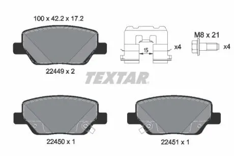2244901 Тормозные колодки дисковые TEXTAR підбір по vin на Brocar