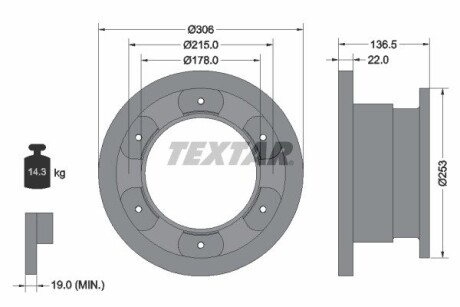 93127300 Тормозной диск TEXTAR підбір по vin на Brocar