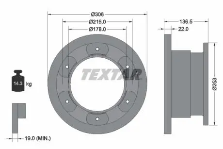 93127300 Гальмівний диск TEXTAR підбір по vin на Brocar