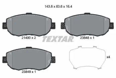 2149001 Комплект тормозных колодок, дисковый тормоз TEXTAR підбір по vin на Brocar