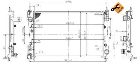 53455 Радиатор, охлаждение двигателя NRF підбір по vin на Brocar