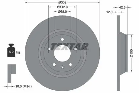 92159503 Гальмівний диск TEXTAR підбір по vin на Brocar