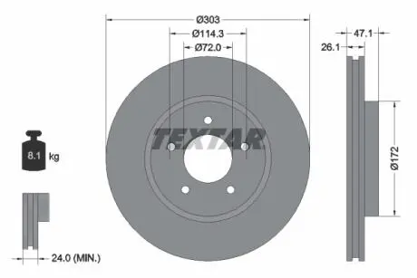 92197703 Гальмівний диск TEXTAR підбір по vin на Brocar