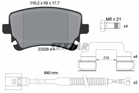 2332603 Гальмівні колодки, дискове гальмо (набір) TEXTAR підбір по vin на Brocar