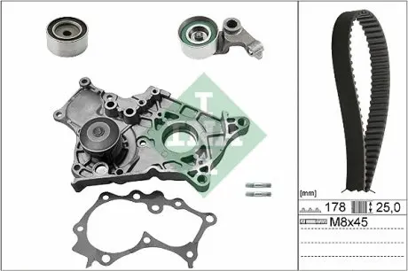530042230 Комплект ГРМ + помпа Toyota Corolla/Avensis 2.0D 99-08 INA подбор по vin на Brocar