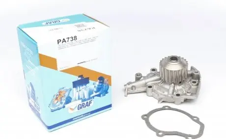 PA738 Помпа води Chevrolet Aveo 1.2 04-/Matiz 1.0 05-/Daewoo Matiz 0.8/1.0 03- (22z) (B/B) (7 лоп) GRAF підбір по vin на Brocar