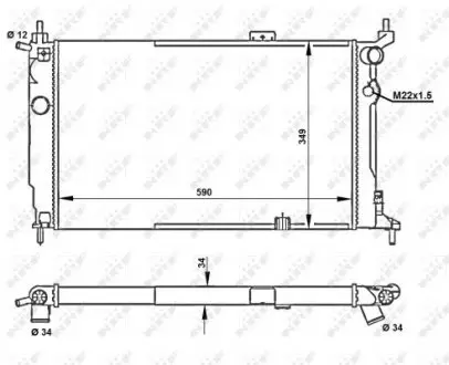 52204 Радиатор охлаждения Opel Astra F 1.4-2.0 91-99 NRF підбір по vin на Brocar