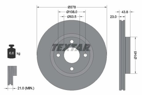 92303203 TARCZA HAM. FORD P. FIESTA 17- TEXTAR підбір по vin на Brocar