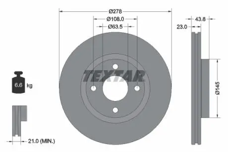 92303203 Гальмівний диск TEXTAR підбір по vin на Brocar
