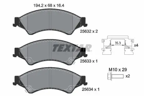 2563201 Колодки тормозные (передние) Ford Ranger 11- Q+ TEXTAR подбор по vin на Brocar