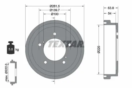 94037800 Гальмівний барабан TEXTAR підбір по vin на Brocar