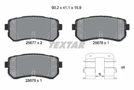 2567701 Колодки тормозные (задние) Hyundai Creta/ix20/Sonata/Kia Ceed/Optima/Picanto 10- Q+ TEXTAR подбор по vin на Brocar