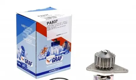 PA837 Помпа води Citroen C2/C3/Berlingo/Nemo/Peugeot 206/207/307/Bipper 1.1/1.4i 96- (18z) (B/B) (6 лоп.) GRAF підбір по vin на Brocar