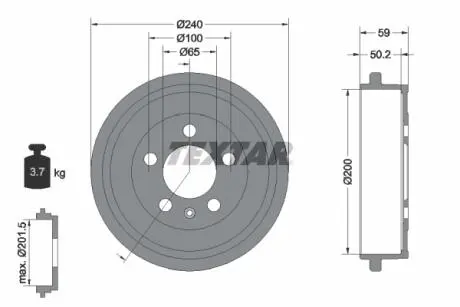 94023800 Тормозной барабан TEXTAR подбор по vin на Brocar