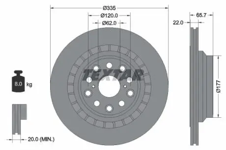 92224503 Гальмівний диск TEXTAR підбір по vin на Brocar