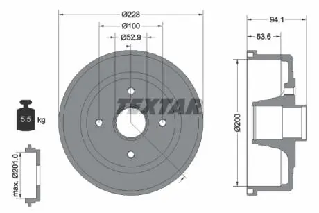 94024200 Гальмівний барабан TEXTAR підбір по vin на Brocar