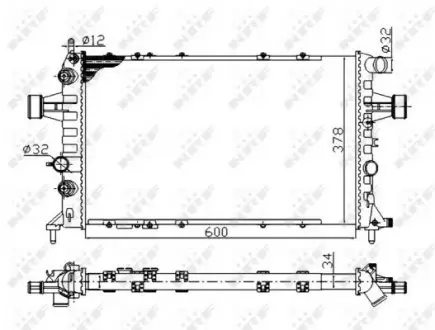 58178A Радіатор охолодження Opel Astra G/Zafira A 1.6-2.2D 98-05 (Економ-клас) NRF підбір по vin на Brocar