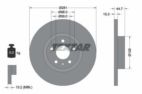 92096400 Тормозной диск TEXTAR підбір по vin на Brocar