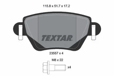 2355701 Колодки тормозные (задние) Renault Kangoo 4x4/Ford Mondeo III 01- (Bosch) Q+ TEXTAR подбор по vin на Brocar