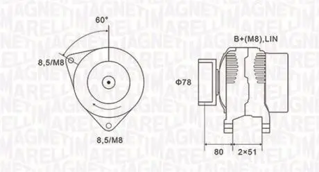 063731919010 ALTERNATOR FORD GALAXY 1,8 06- MAGNETI MARELLI підбір по vin на Brocar