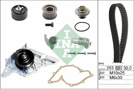 530017930 Комплект ГРМ + помпа Audi A4/A6/ VW Passat 2.4/2.8 V6, 95-05 (30x253z) INA підбір по vin на Brocar