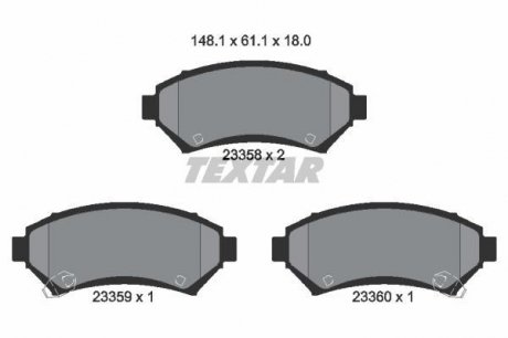 2335801 Гальмівні колодки, дискове гальмо (набір) TEXTAR підбір по vin на Brocar