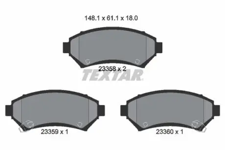 2335801 Гальмівні колодки, дискове гальмо (набір) TEXTAR підбір по vin на Brocar