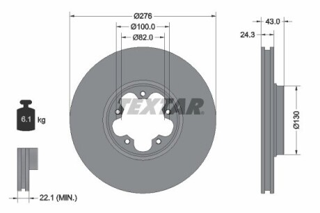 92110003 Диск гальмівний (передній) Ford Transit 00- (FWD) (276x24.3) PRO TEXTAR підбір по vin на Brocar