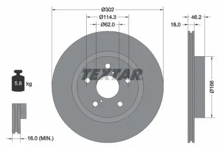 92093500 Гальмівний диск TEXTAR підбір по vin на Brocar