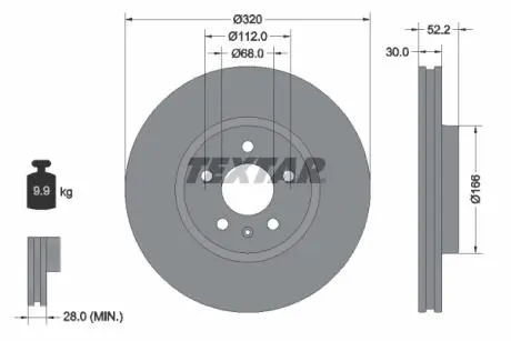 92160003 Тормозной диск 92160003 TEXTAR TEXTAR підбір по vin на Brocar